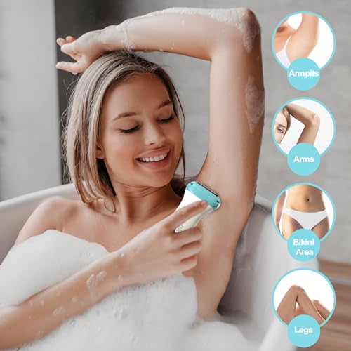 Painless Women's Electric Razor & Bikini Trimmer - Waterproof Cordless Foil Shaver for Body,Legs,Underarms & Bikini Line,Wet/Dry TikTok Viral Hair Removal,Viridian/YHB7