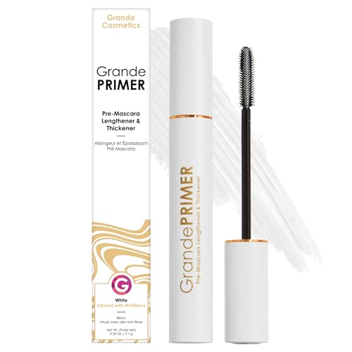 Grande Cosmetics GrandePRIMER Pre-Mascara Lengthener & Thickener with Peptides - Smudge-Proof, Water-Resistant & Contact Lens Safe - for Longer & Thicker Looking Lashes (0.32 oz)