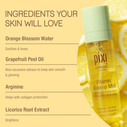 Pixi Vitamin-C Wakeup Mist | Helps Cool, Refresh, and Wake Up Skin | Adds Hydration | Boosting Treatment Toner | 2.7 fl oz / 80ml