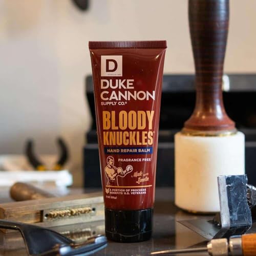 Duke Cannon Bloody Knuckles Hand Repair Balm - Unscented Moisturizing Cream, Non-Greasy Lanolin Formula for Dry, Cracked Hands, 3 oz. (Travel Size)
