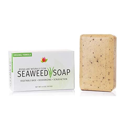 Reviva Seaweed Soap - 2 Pack - Organic Seaweed Face Scrub and Exfoliating Body Scrub Soap Bar - 4.5 oz. Vegetable Base Natural Bar Soap and Seaweed Bath Detox Soap Made in the USA