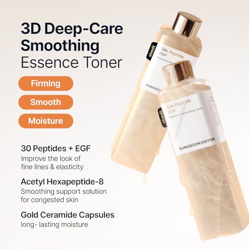 SUNGBOON EDITOR Silk Peptide EGF Facial Toner with Copper Peptides for Sensitive Skin | Moisture & Smoothing Care for fine Lines | Firm-Looking Radiance | Korean Skincare 10.14 fl oz (Pack of 2)