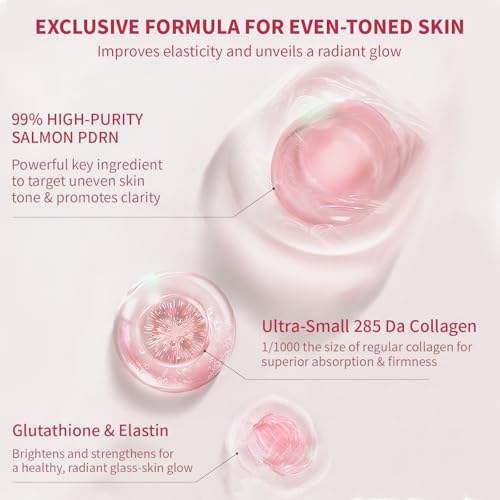 2-Pack Salmon DNA Serum | 99% Salmon DNA | Pink PDRN Serum Ampoule with Collagen, Glutathione & Hyaluronic Acid for Intense Firming, Repairing, Moisturizing & Radiant-Looking Skin, 0.05 fl.oz x 20e