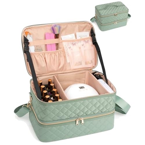 Ethereal Nail Polish Organizer Case, Holds 50+ Bottles (15ml/0.5 fl.oz) Nail Lamp, Gel Polish Travel Case Bag for Nail Suppiles, Gift for Manicurist, Girls