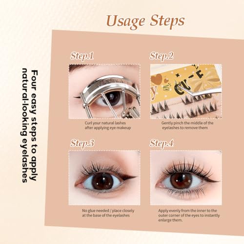 Self Adhesive Eyelashes 112 Clusters Press On Eyelash LASGOOS Natural Curl 3D Lash10-12mm Pre-Glued UP+Flame Bottom Mix Bulk DIY Eyelash Extensions COSPLAY MANGA No Glue/Remover Needed With Tweezer