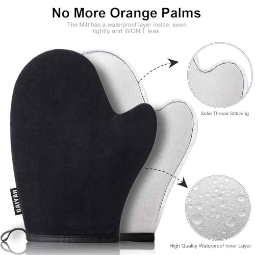3 in 1 Self Tanning Mitts Self Tanner Mitt Applicator Kit - Tanning Glove for Self Tan Mitt, Tanning Brush for Self Tan Back Tanning Applicator Kabuki Body Brush Self Tanner Back