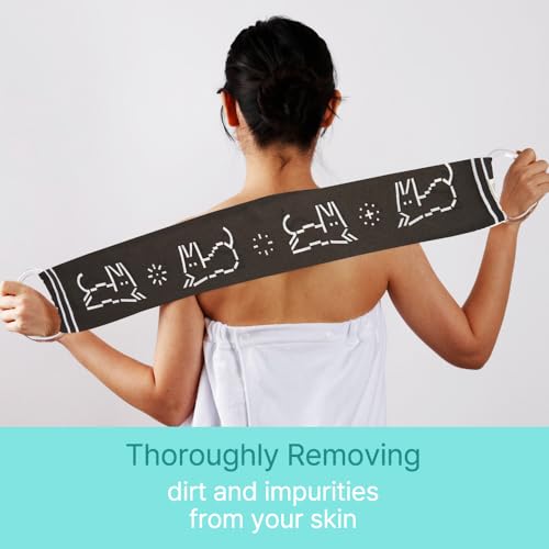 Exfoliating Shower Towel for Back Scrub - ttaemigo is a Premium exfoliating wash Cloth Made from The Secret Exfoliation Method of The Korean Royal Family. (Black)