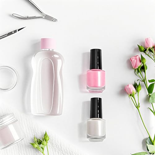 ZENFUN 50 Pack 5 ml Empty Nail Polish Bottles with Brush Cap, Clear Nail Polish Containers with 6 Funnel in Bulk, Glass Refillable Nail Bottles for Nail Art, Samples