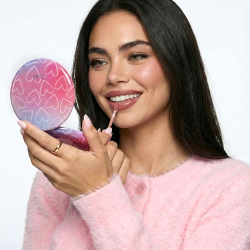 Fancii Mini Taylor Compact Magnifying Mirror with LED Light, 10x/1x, Rechargeable, 3 Light Settings, Dimmable - Small Lighted Travel Handheld Mirror for Pocket, Handbag, Purse, 2-Sided (Lovestruck)