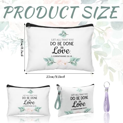 Panelee 48 Pcs Christian Cosmetic Bags Bulk for Women Bible Verse Makeup Bags Inspirational Keychains Christian Appreciation Gifts Religious Canvas Pouches with Zipper for Women Church Gift