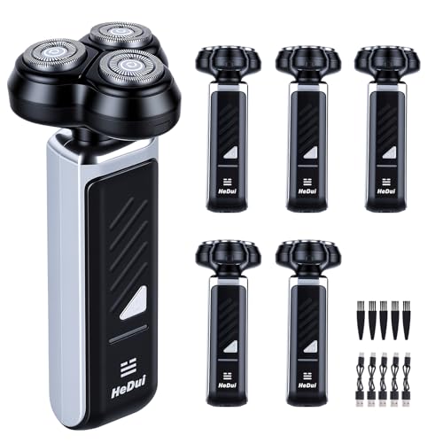 5-Pack Electric Rotary Shavers for Men 3D Floating Head Rotary Razor USB-C Rechargeable Easy Clean Magnetic Head Ideal Gift for Dad Husband Travel Razor for Men Stocking Stuffers