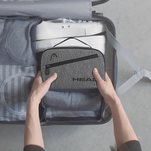 HEAD Waterproof Toiletry Bag for Men, Lightweight Dopp Kit Travel Bag for Toiletries, Travel Toiletry Organizer Shaving Bag Handbag for Outdoors/Weekender/Overnight, Gray
