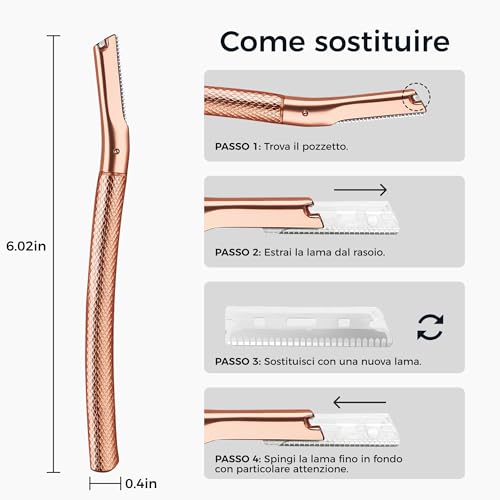 Rose Gold Eyebrow Razor with 10 PCS Replacement Blades