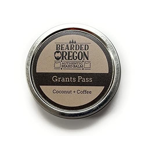 Bearded Oregon Beard Balm - Grants Pass Scent, 2 oz - Coffee, Coconut - All Natural Ingredients, Softens and Strengthens Beard, Strong Hold