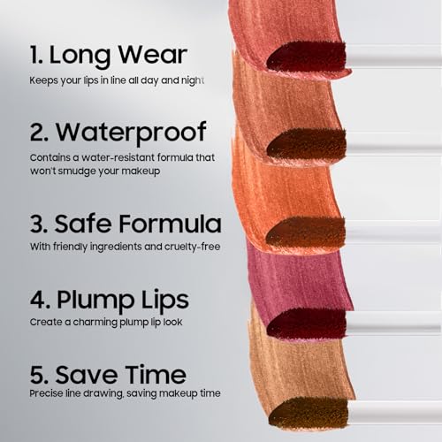 Lip Stain Peel Off - Long Lasting Waterproof Lip Liner with Transfer Proof Matte Finish, Smudge-Proof Easy to Use Natural Lip Tint, Lip Gloss Makeup Gift for Women and Girl (Mauve)