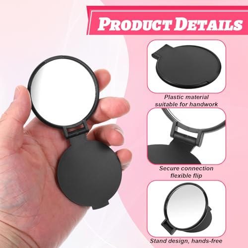 80Pcs Mini Folding Mirror for Purse, Round Makeup Mirror Portable Pocket Compact Travel Small Mirrors Mini Gifts for Women Adult Coworker Friends Halloween Christmas (2.5Inch, Black)