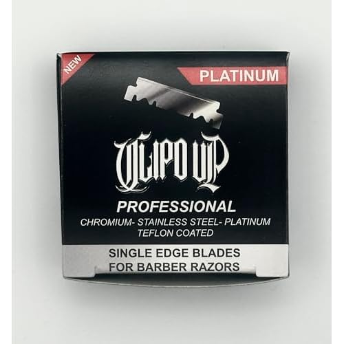 Professional Platinum Single Edge Barber Razor Blades, 100-Pack, Chromium Stainless Steel, Teflon Coated CLIPD UP