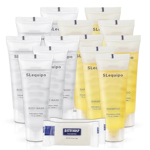 Hotel Soaps and Toiletries Bulk Set: 90 Pcs 3-Piece Set - 30 Hotel Bar Soap 0.5oz, 30 Shampoo, 30 Body Wash Travel Size - Bulk Mini Guest Toiletries