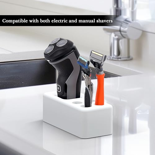 Linkidea Diatomaceous Earth Safety Razor Holder, Quick-Drying Stand Compatible with Vikings Blade Chieftain, Merkur 34C HD, 38C, Shaving Revolution (White)