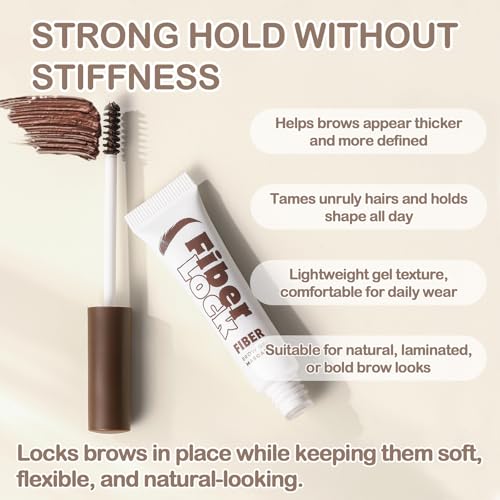 Fiber Lock Brow Mascara ? Medium Brown Tinted Fiber Brow Gel Mascara for Fuller Natural Brows ? Volumizing (01 MEDIUM BROWN, 0.23 oz / 6 g(PACK OF 1))