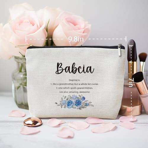 Babcia Gifts Makeup Bag, Best Babcia Gifts for Christmas from Grandkids Cosmetic Bag for Women, Grandma Gift from Granddaughter Grandson Toiletry Bags Zipper Makeup Pouch