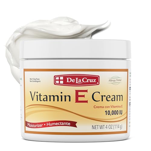 De La Cruz Vitamin E Cream for Face and Neck + 100% Pure Vitamin E Oil for Face (28000 IU) - Hydrating & Moisturizing Skincare Bundle - Made in USA