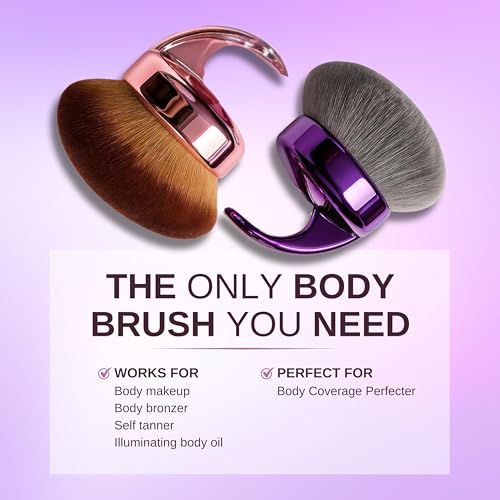 Body Makeup Brush ? Extra Large Kabuki Applicator for Self Tanner, Bronzer & Foundation ? Flawless, Streak-Free Airbrushed Finish ? Vegan, Charcoal-Infused Bristles