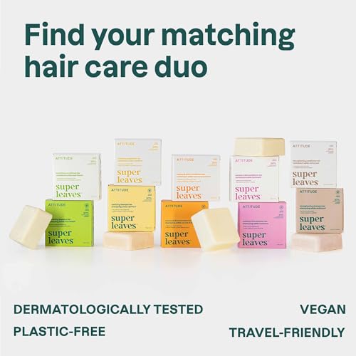 ATTITUDE Volume & Shine Shampoo Bar, Natural Origin, for Thin and Flat Hair, Soy Protein & Red Clay, EWG Verified & Clean Ingredients, Vegan, Orange Blossom & Eucalyptus Scent, 4 Oz