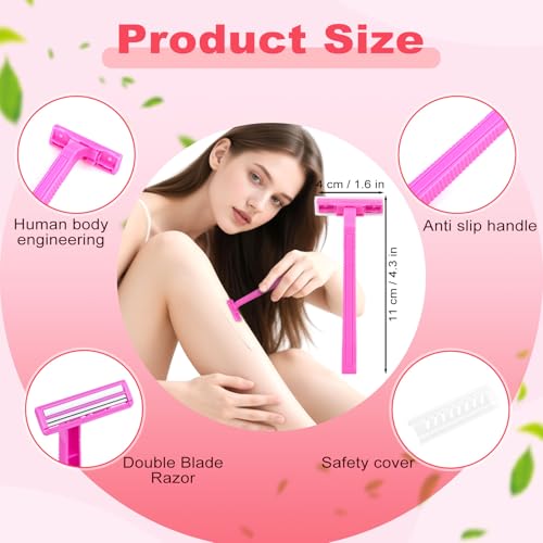 Women's Disposable Razors Individually Wrapped Twin Blade,Disposable Razors Women Bulk with Clear Safety Cap for Men Women Camping Traveling Home Bathing Hotel (pink and purple, pack of 30)