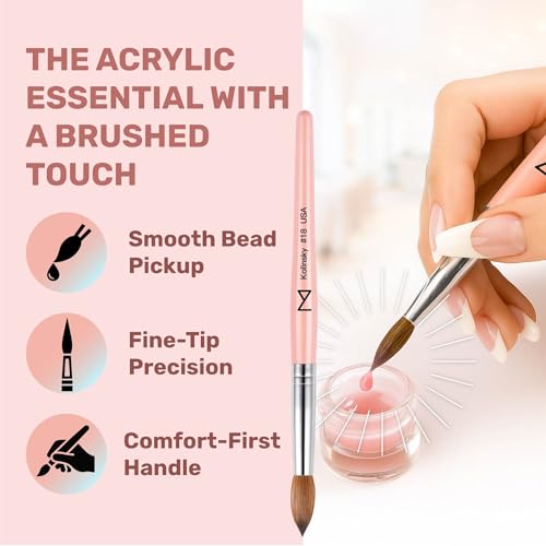 M ? Majesti Pink 100% Kolinsky Acrylic Nail Brush | Professional Acrylic Sculpting & Application Brush | Handcrafted Premium Nail Art Tool for Nail Technicians (#12)