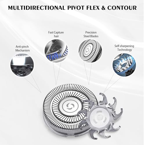 4Pack Pro 4 Head Replacement Blades for Pitbull Shaver Replacement Heads for Skull Bald Head Razors Gold PRO, Silver PRO, Platinum PRO¡¦ Series, Precision Replacement Blades for Head, Face.