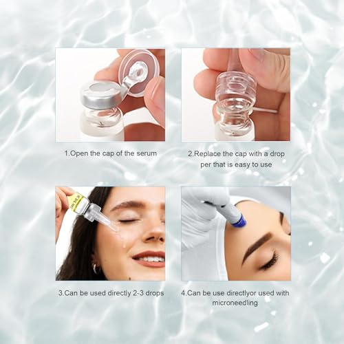 Hyaluronic Acid for Microneedling Concentrate Ampoules for Anti Aging Restore Replenish Skin Intense Moisturizing Booster for Glowing Skin, 5 Vials 0.35 Fl Oz