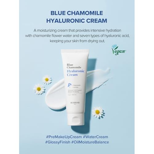 SKINFOOD Blue Chamomile Hyaluronic Cream, Vegan Moisturizer, 7-Layer Hyaluronic Acid Face Cream, Deep Hydrating & Soothing Water Cream, 70ml/2.36 fl.oz