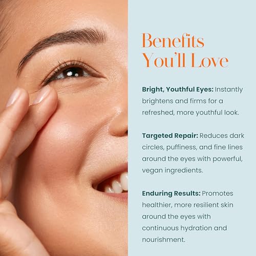 Hylunia Intensive Repair Eye Cream ? Hydrating & Firming with Peptides, Vitamin C & Hyaluronic Acid ? Reduces Dark Circles, Puffiness & Fine Lines ? Lightweight, Vegan, Clean Skincare