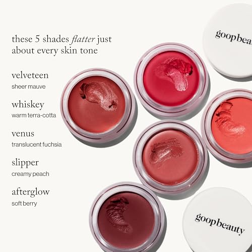 goop Beauty Cream Blush | Sheer Pop of Color for Lips & Cheeks | Vitamin C, Vitamin E & Safflower Oil | Natural Makeup for Glowing Skin | 0.5 oz | Afterglow - Soft Berry