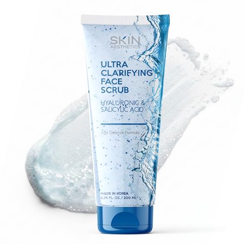 Face Scrub with Hyaluronic & Salicylic Acid ? Deep Cleansing, Hydrating & Exfoliating Face Wash For Blackheads & Acne-Prone Skin ? Dermatologist Tested, Korean Skin Care ? 6.76 Fl Oz