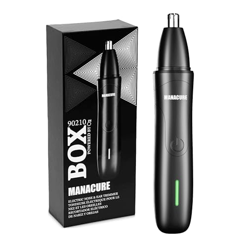 Manacure Nose & Ear Hair Trimmer ? Professional Electric Precision Grooming Tool for Effortless, Nose and Ear Hair Removal, High-Performance Design, by BOX90210