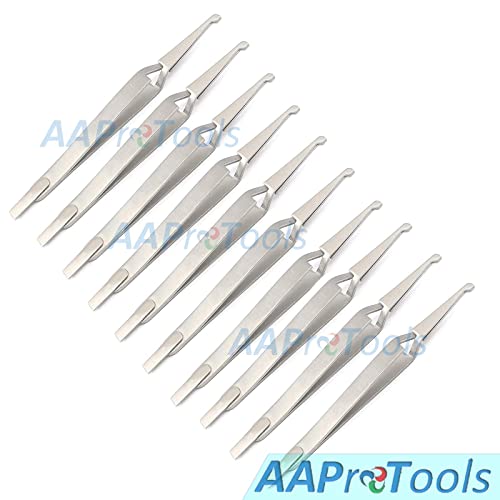 10 PCS Orthodontic Bracket Placer Self Holder Tweezers Reverse Action Tweezers (Long)