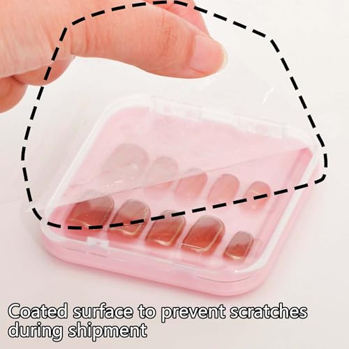 30 Pcs Press On Nail Storage Box Container False Nail Organizer Acrylic Display Case with a Large Stackable All-In-One Box and 120 Pcs Double Sided Adhesive Nail Display Tape (Pink)