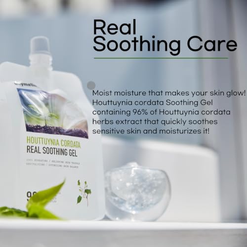 daymellow Heartleaf 96% Soothing Gel Houttuynia Cordata Real 10.58fl.oz/300g, Acne, Soothes, Redness Facial Soothing Gel Korean Skincare, Sunburn Moisture, Soothing and Calming, After Suncare, Cooling