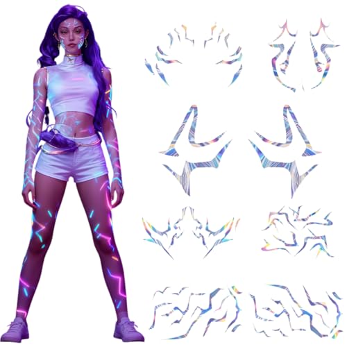 8 Sheets Temporary Tattoo Sticker Set, Hunter Pop Singer Full Body Waterproof Fantasy Body Art Transfer-Colorful