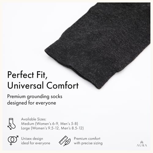 Aura¢â Luxury Grounding Socks for Feet - 25% Pure Silver Grounding Socks for Women & Men - Black