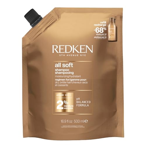 Redken All Soft Shampoo - Moisturizes & Hydrates Dry, Brittle Hair, Gently Cleanses and Softens, With Argan Oil, Safe For Color-Treated Hair