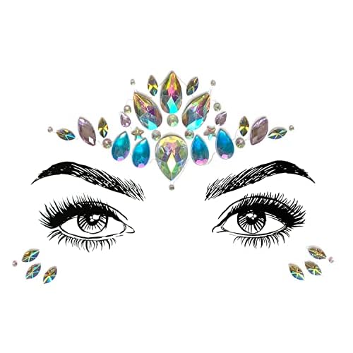 6 Pcs Festival Party Face Jewels, Rhinestone Face Gems, Halloween Music Festival Birthday Rave Carnival Party Face Stickers