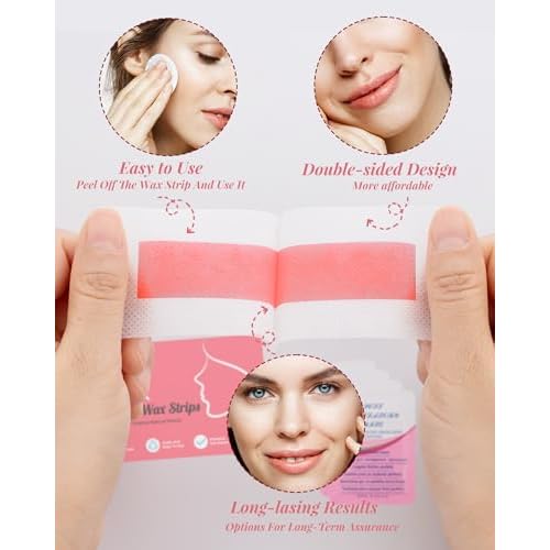 40PCS Facial Wax Strips for Hair Removal, Facial Hair Removal for Women, Waxing Kit for Women's Face, Bikini, Chest, Body, Arms, Legs, Back | 40ct Waxing Strips & 4 calming Oil Wipes (Pack of 2)