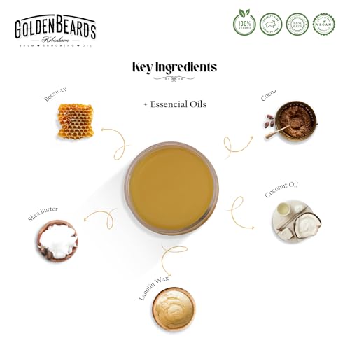 Golden Beards Mustache Wax with GB-77 Folding Comb ? Organic & Natural Styling Wax for Men ? Strong Hold, Vegan, Cruelty-Free Grooming Kit