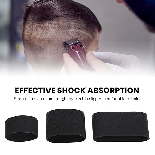 3pcs Heat Silicone Clipper Bands, Anti Slip Shock Absorbing Universal Clipper Trimmer Grips Sleeve for Professional Barber Shop, Beautiful and Comfortable