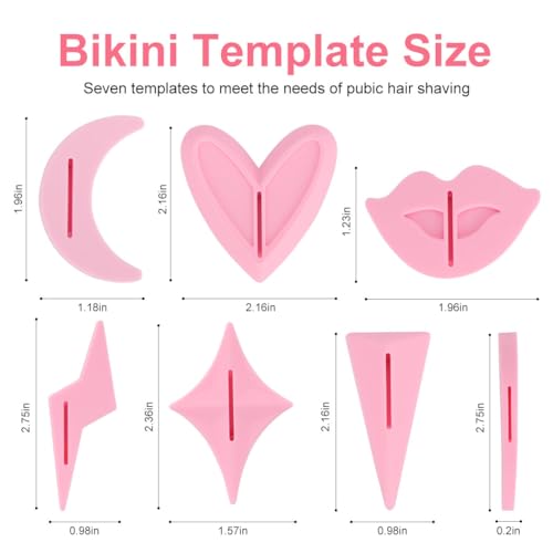 Pubic Hair Stencils for Women - Bikini Shaving Stencil Kit with 7 Reusable Shapes, Bikini Trimmer Templates for Intimate Grooming and Pubic Hair Styling