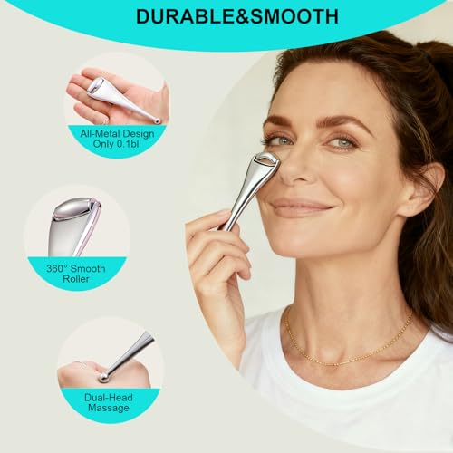 Gentle Metal Eye Roller For Blocked Eyelid Glands,Eyelid Massage Wand For Improves Meibum Flow & Unclogs Oil Glands,Relieve Chalazion,Stye,Dry Eyes,And Mgd,Soothe Puffy Eyes