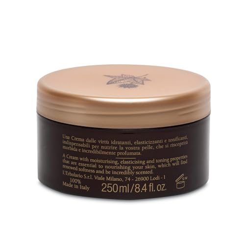 L'Erbolario Body Cream - Moisturizing Body Butter for Dry Skin - Toning and Protecting Skin Care with Amber and Creamy Scent - Ambraliquida - 8.4 oz